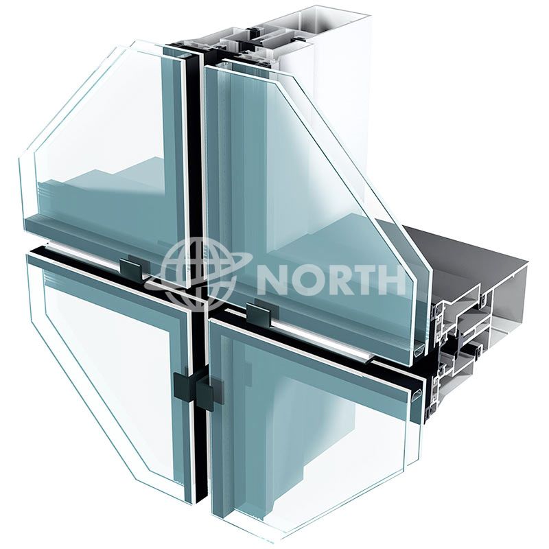 Exterior Aluminum Unitized Frame Curtain Wall System For Construction