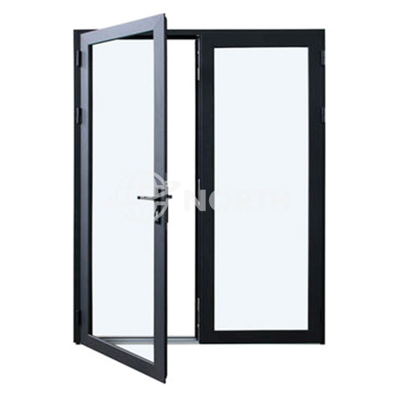 Puerta exterior de aluminio a prueba de huracanes con vidrio triplex de aislamiento térmico para uso residencial comercial
