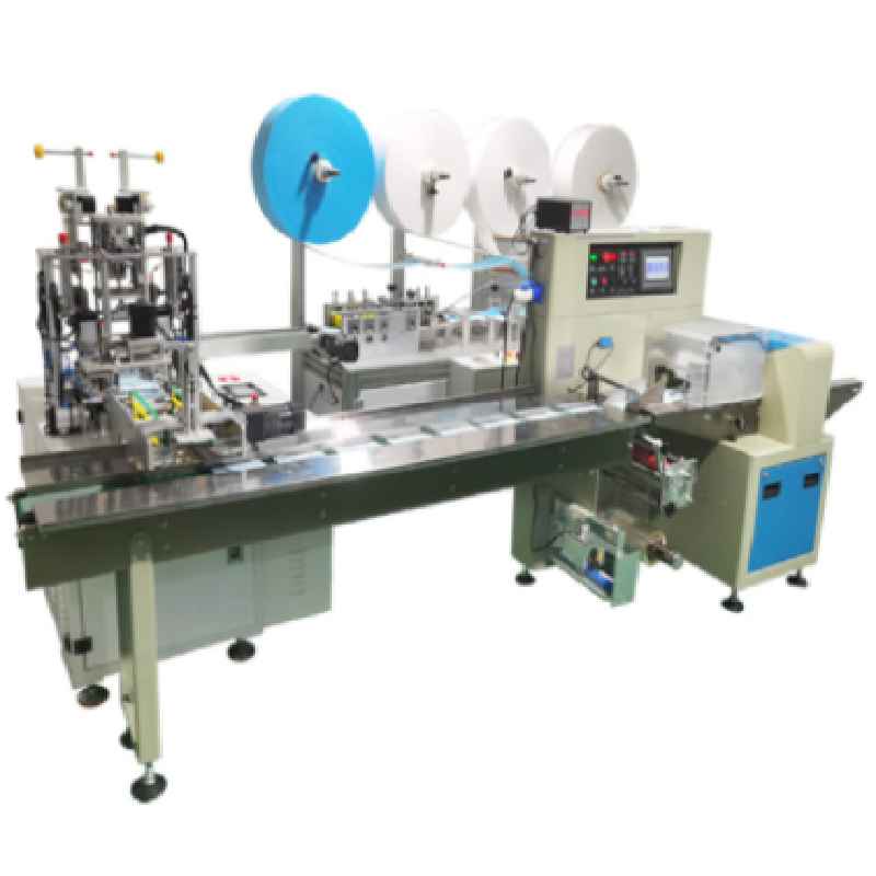 Automatic servo surgical mask machine integrated with packaging machine