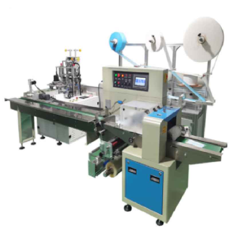 Automatic servo surgical mask machine integrated with packaging machine