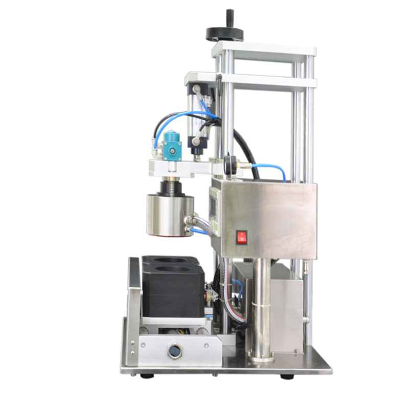 Semi auto 2 station vacuum glass jar capping machine