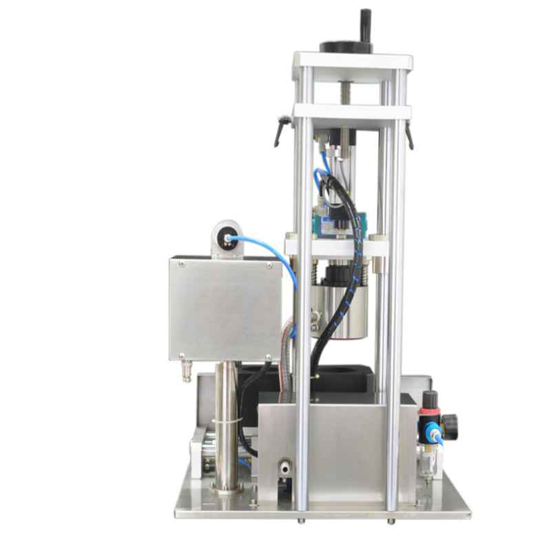 Semi auto 2 station vacuum glass jar capping machine