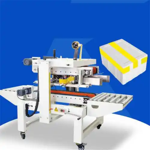 Automatic foam box top sides taping machine