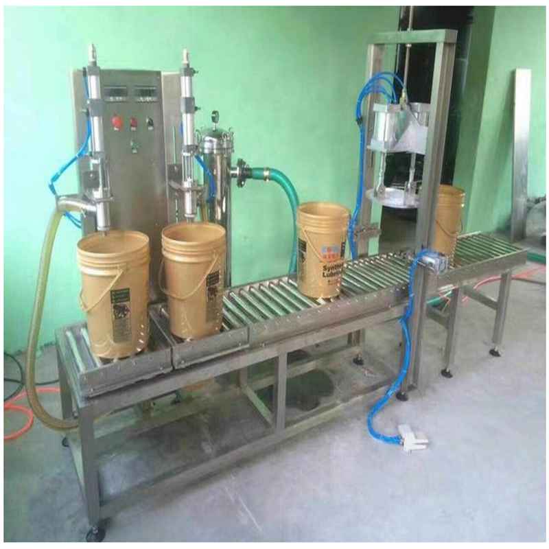 Automatic dual head 5-25L bucket pail filling capping machine