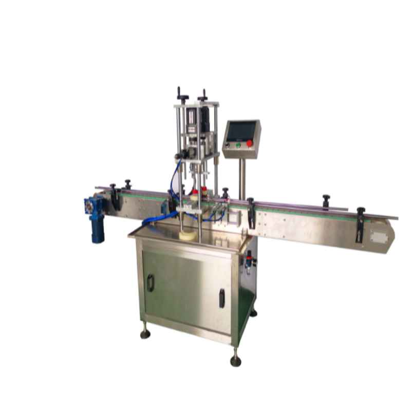 Automatic inline capping machine with bowl caps feeder