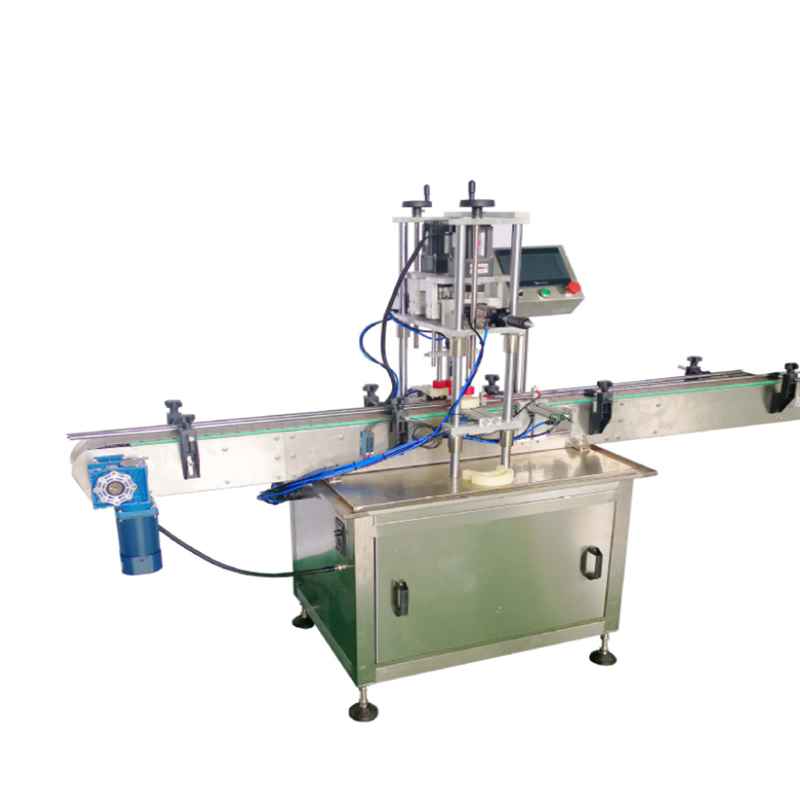 Automatic inline capping machine with bowl caps feeder