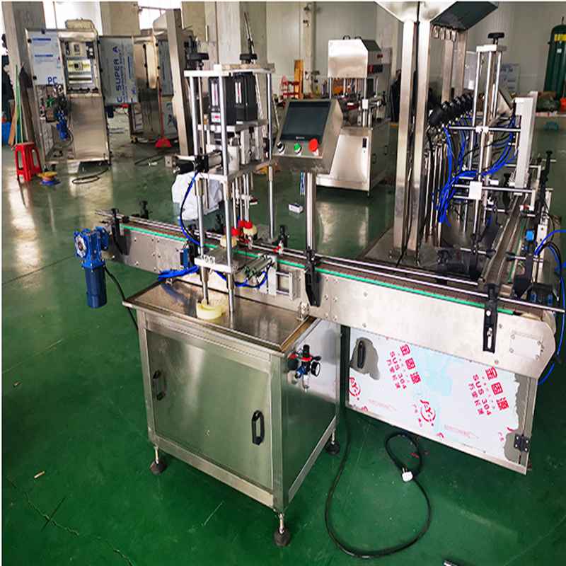 Automatic inline capping machine with bowl caps feeder