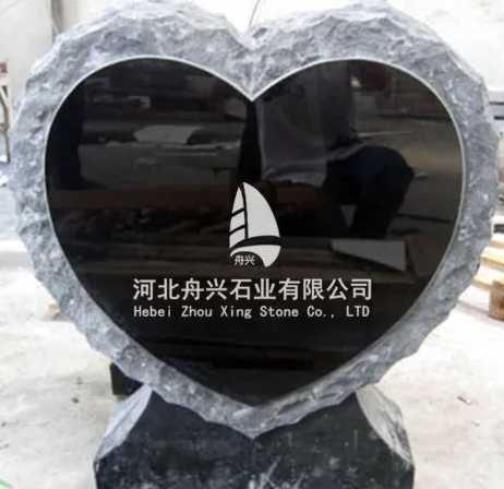 Black Heart Shaped Granite Gravestone