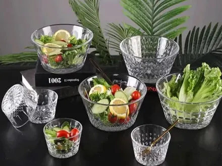 Glass fruit salad bowl