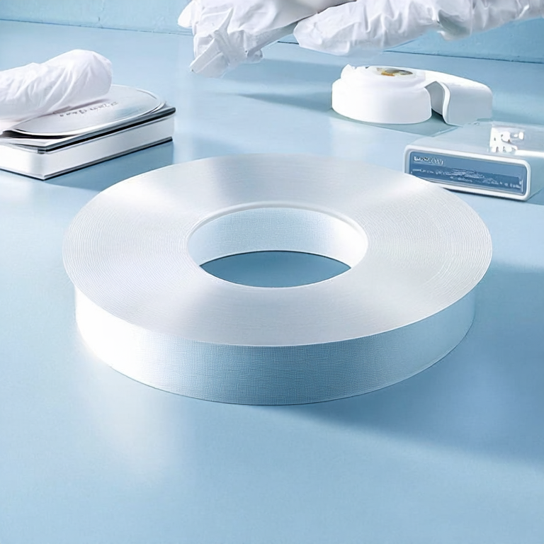 What are the considerations for using adhesive tape in cleanroom environments?