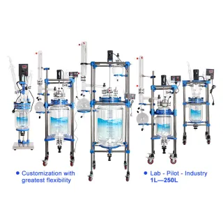 Glass reactor condensers are used to cool the vapor produced during a reaction and condense it into a liquid.