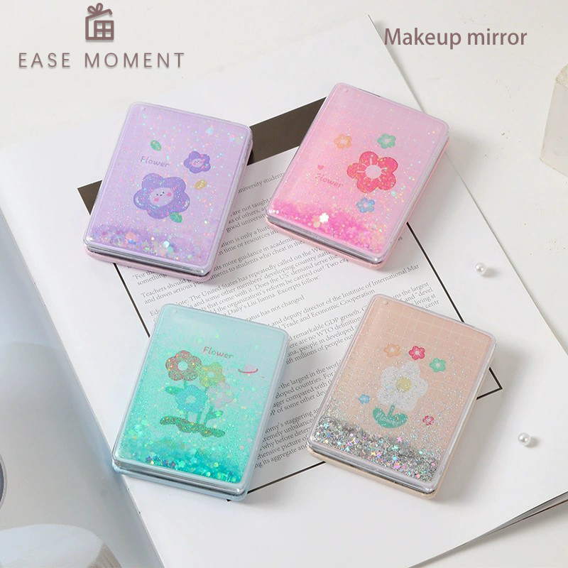 Quicksand rectangular fashion makeup folding mirror