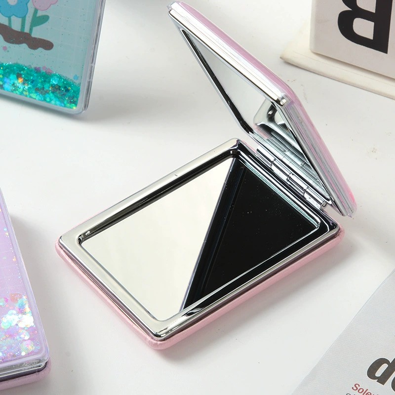 Quicksand rectangular fashion makeup folding mirror