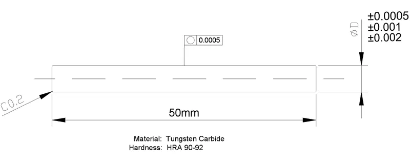 Tungsten Carbide Customized Pin Gauge
