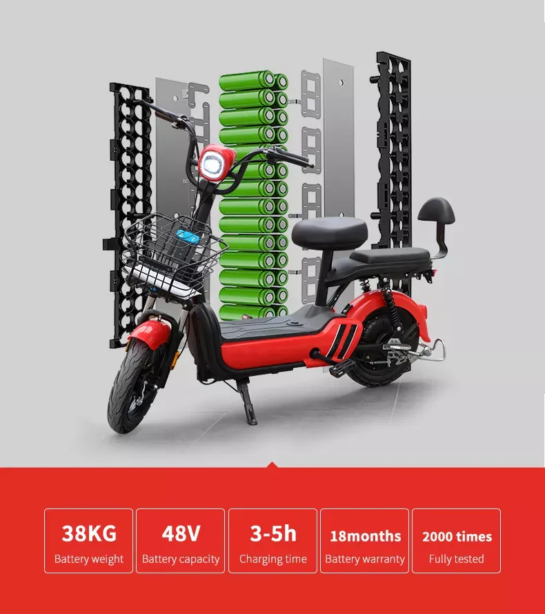 Mexico hot 48V 60v 250w 350w 500w lithium battery 2-seat electric bicycle electric pedal scooter