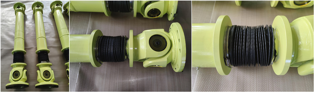 Cross shaft type universal coupling with rubber sheath installed