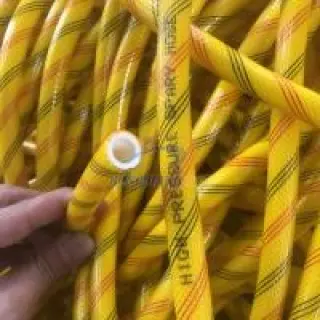 Yellow pvc spray hose can be used for garden irrigation.