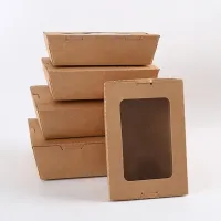 Custom Disposable Salad Paper Box with Clear Window Lid
