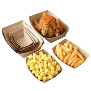 French Fries Snack Kraft Paper Boat Fast Food Packaging Box
