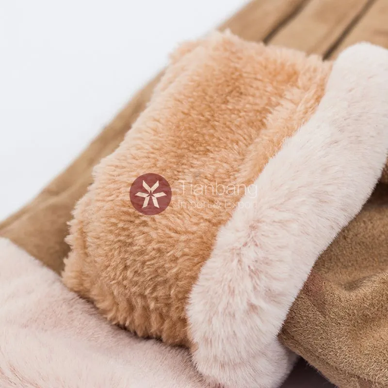 warm plush lined faux suede winter glove