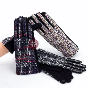 guanti da donna alla moda con tweed