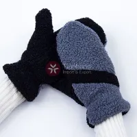 warm plush lined faux lambswool winter mitten