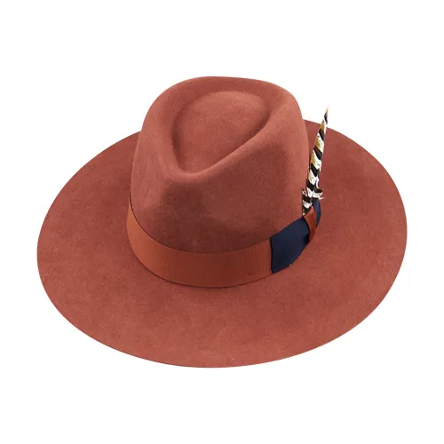 Flat Brim Fine Wool Felt Hats Wide Brim Fedora Hats