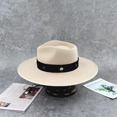 Unisex Wide Brim Hat Wool Classic Design Fedora Felt