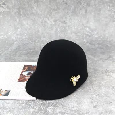 High Quality Fashion Black Lady Hat Plain Bee