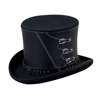 Unisex Hat With Belt Decoration Top Hat