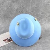 Fashion Blue Bee Decoration Sky Blue Lady Hat
