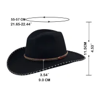 Black Custom Belt Accessories Cowboy Fedora Hats