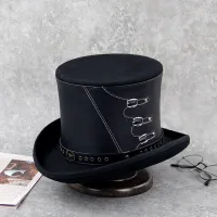 Unisex Hat With Belt Decoration Top Hat
