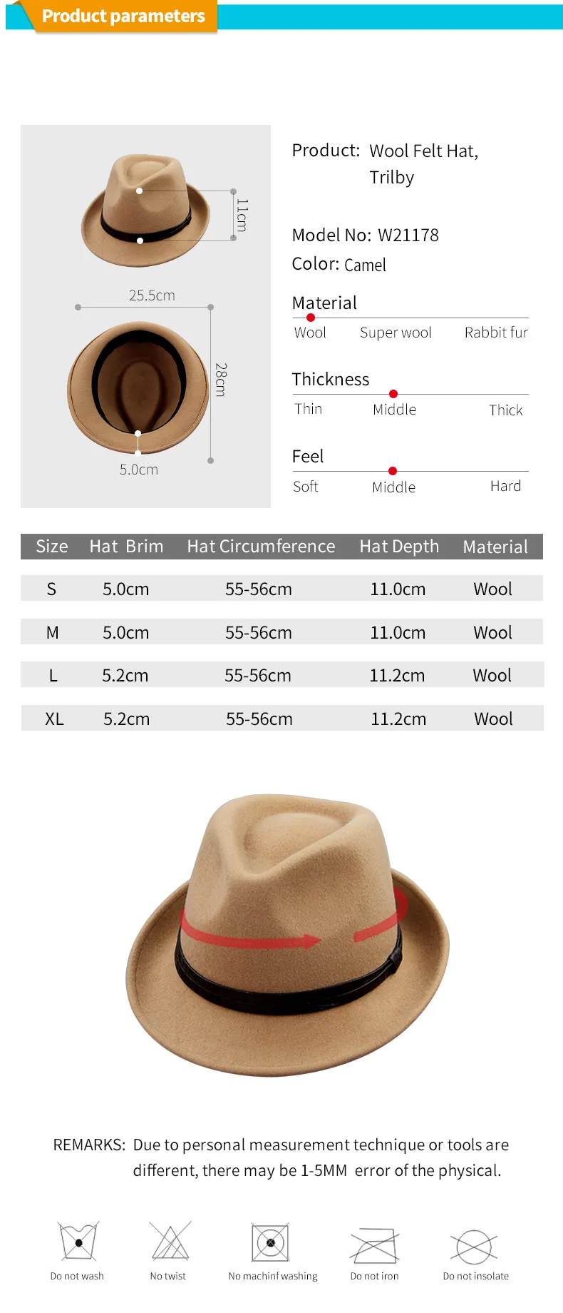 Camel Trilby Hats