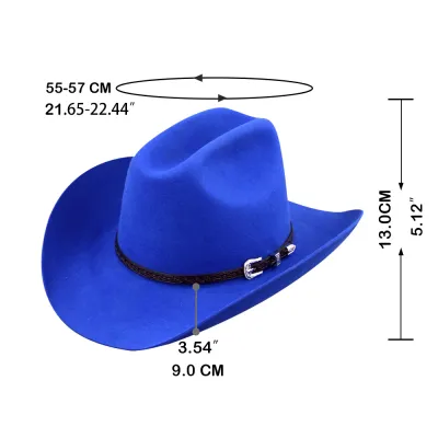 100% Wool Cowboy Leather Belt Hats