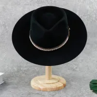 Black Flat Brim Wholesale Fine Men Hats