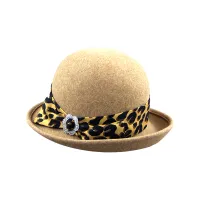 Leopard Print Ribbon Decoration Lady Fedora Hats