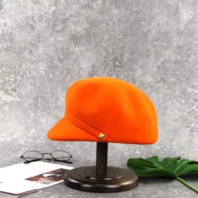 Orange Lady Hat 100% Wool Felt Women Hat