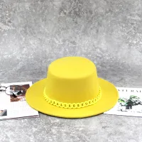 Women Wide Brim Panama Style Hat Yellow