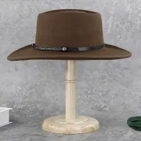 Brown Hat Belt Decoration Wool Fedora Hat