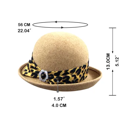 Leopard Print Ribbon Decoration Lady Fedora Hats