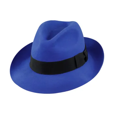Fedora Hat Royal Blue Roll Up Brim