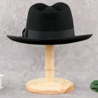 Black Short Brim Black Wool Felt Hat