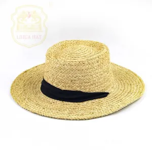 LiHua High Quality Wholesale Pork Pie Straw Hats Summer Beach Straw Hats With Custom Logo
