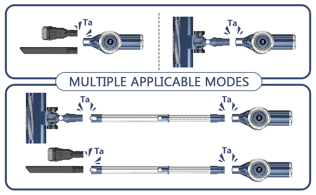 Cordless Vacuum Cleaner with LED Display, 12000Pa Handheld & Stick Vacuum 4 in 1, Lightweight, Up to 30 Minutes Runtime, with Cyclone Filter for Hardwood Floor Carpet, Pet Hair