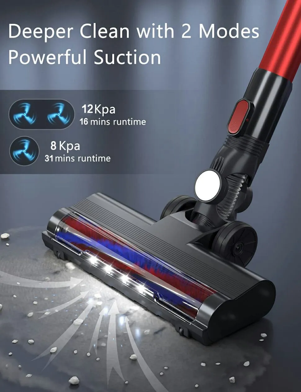 Cordless Vacuum Cleaner, Stick Handheld wireless 180W Portable Lightweight Vacuum Hard Floor Vacuum, 2600mAh Detachable Battery HEPA Filter