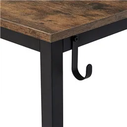 Study Computer Desk Home Office Writing Small Desk, Modern Simple Style PC Table, Black Metal Frame, Rustic Brown