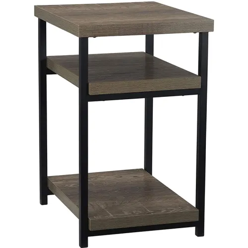 Low Square Side End Table with Shelf for Storage