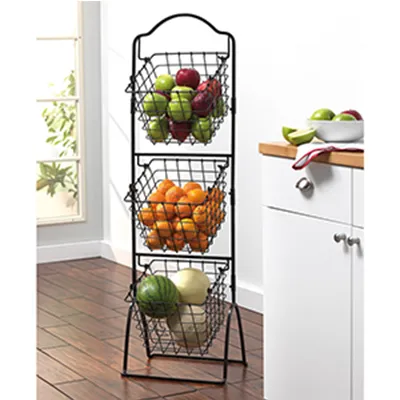 Adjustable Standing Fruit/Home Storage Basket, Antique Black