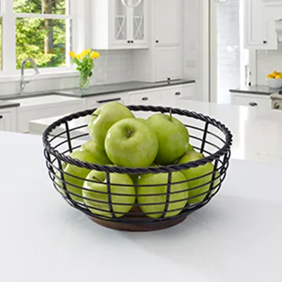 Adjustable Standing Fruit/Home Storage Basket, Antique Black